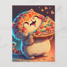 Funny Cat Lieben Pizza Postkarte