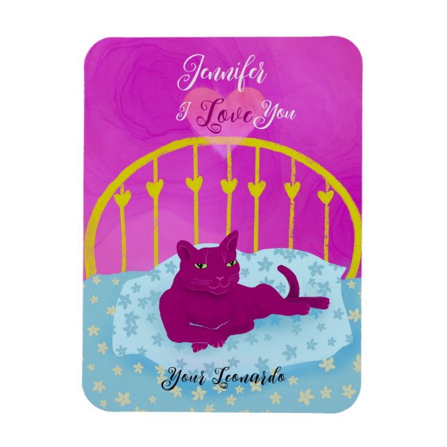 Funny Cat Lieben Sie Personalisiert Valentine Magnet (Vertikal)