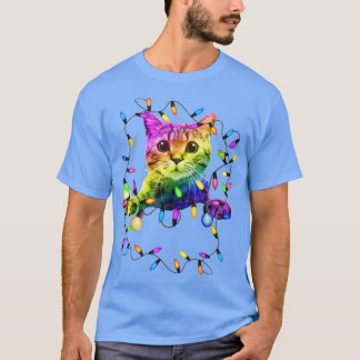 Funny Cat Liebhaber Weihnachtslicht Weihnachten T-Shirt