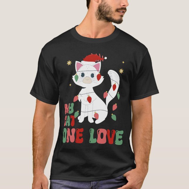 Funny Cat Love Design T - Shirt (Vorderseite)