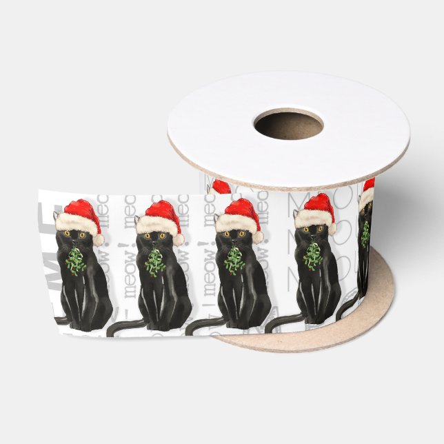 Funny Cat Lover Black Bombay Kitty Weihnachten Satinband (Spule)