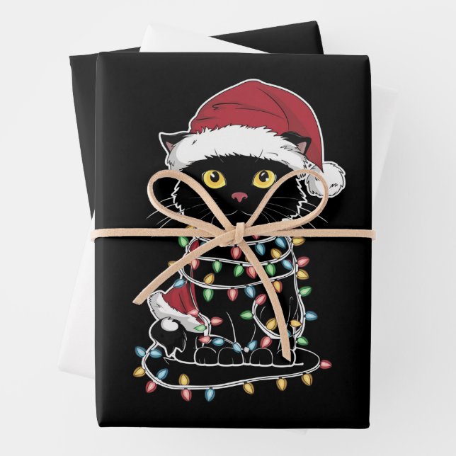 Funny Cat Lover Christmas Lights Geschenkpapier Set (Beispiel)