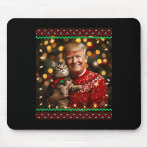 Funny Cat Lover Christmas Sweater Trump Ugly Chris Mousepad