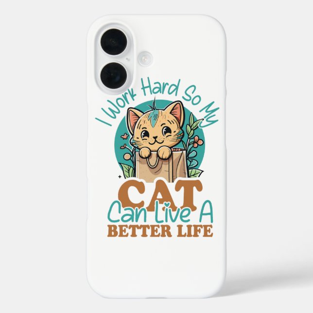 Funny Cat Lover Quote Cute Kitten Graphic iPhone 16 Hülle (Rückseite)