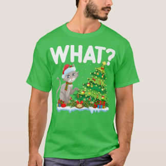 Funny Cat Lover Xmas Lights Santa Cat Weihnachten T-Shirt