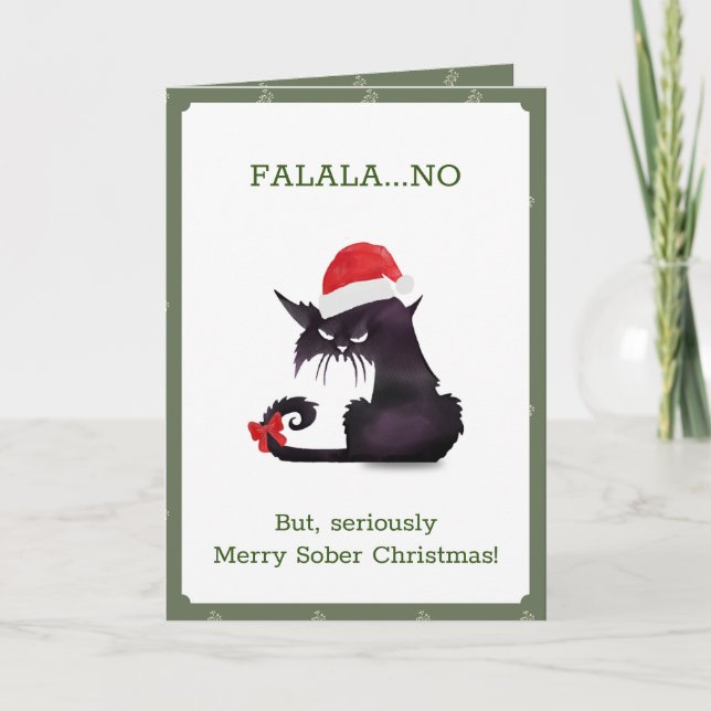 Funny Cat Lovers Sober Christmas Dankeskarte (Vorderseite)