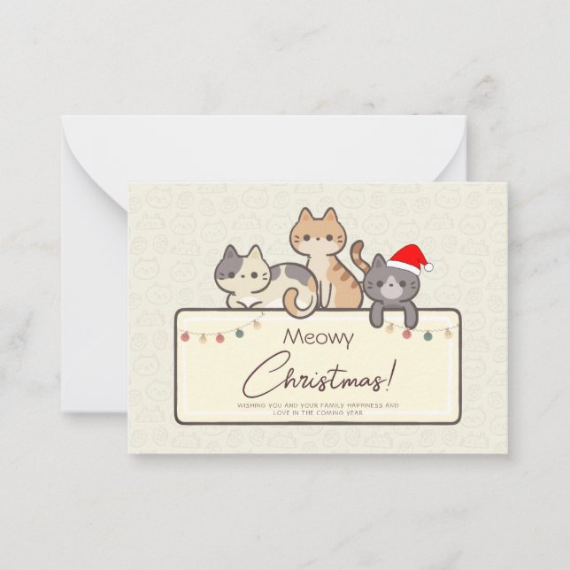 Funny Cat Lovers Urlaub Personalisierte Weihnachte Mitteilungskarte (Vorderseite)