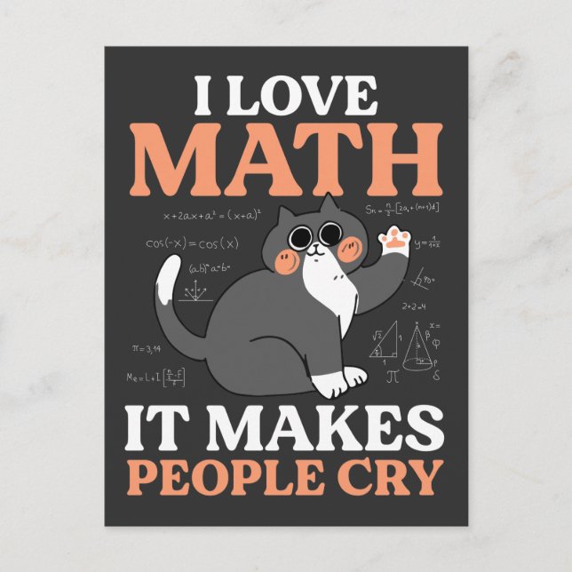 Funny Cat Loving Mathematik Lehrer Nerd Wissenscha Postkarte (Vorderseite)