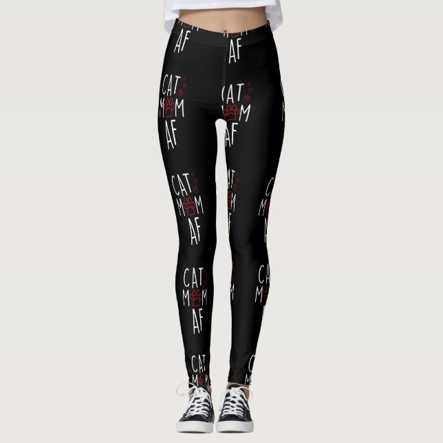 Funny Cat Mama AF Crazy Cat Lady Meme Leggings (Vorderseite)
