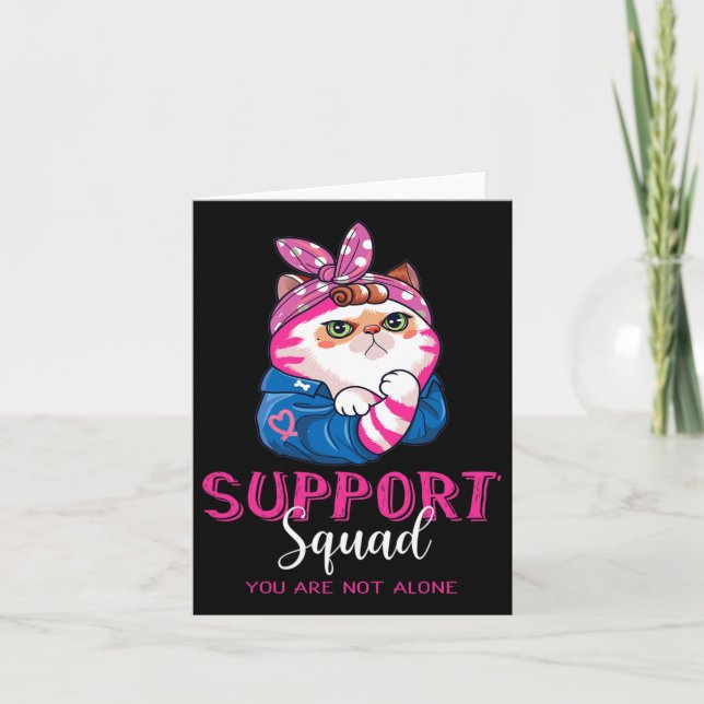 Funny Cat Mama Support Squad Breast Cancer Awarene Karte (Vorderseite)