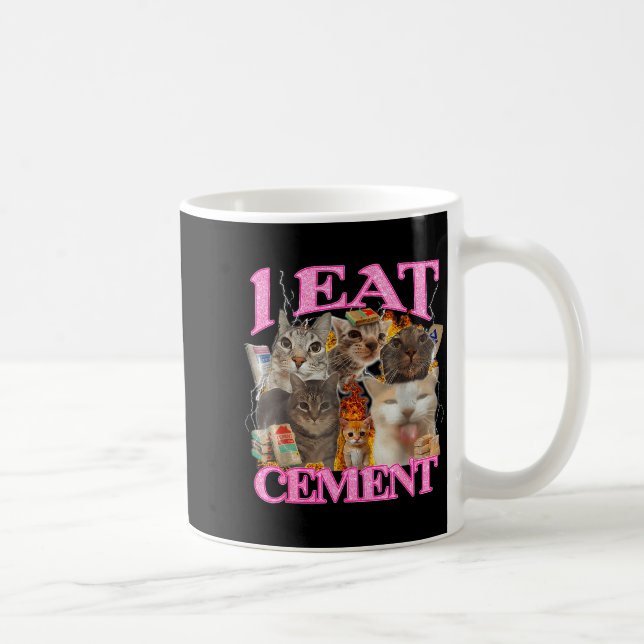 Funny Cat Meme I Eat Cement Japanese Quote Animal  Kaffeetasse (Rechts)