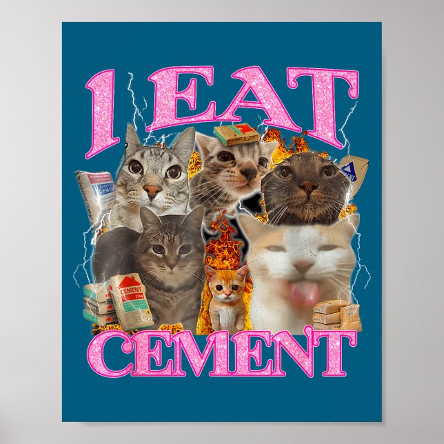 Funny Cat Meme I Eat Cement Japanese Quote Animal  Poster (Vorne)