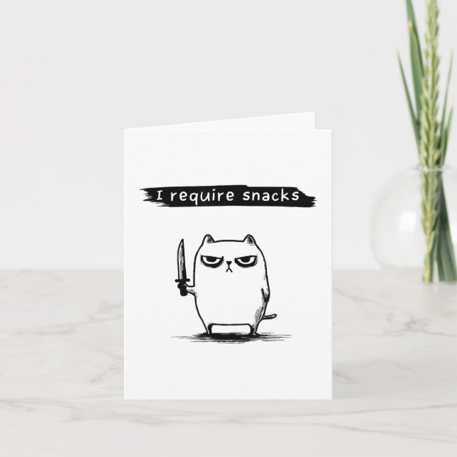 Funny Cat Meme Ich brauche Snacks Design Männer Fr Karte (Vorderseite)