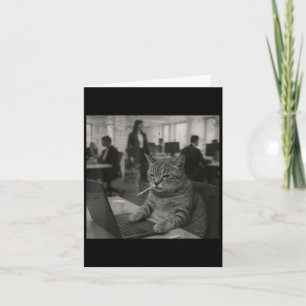 Funny Cat Meme Rauchen Zigarette bei der Arbeit Sp Karte