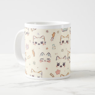 Funny Cat Meow Cartoon Pattern Jumbo-Tasse