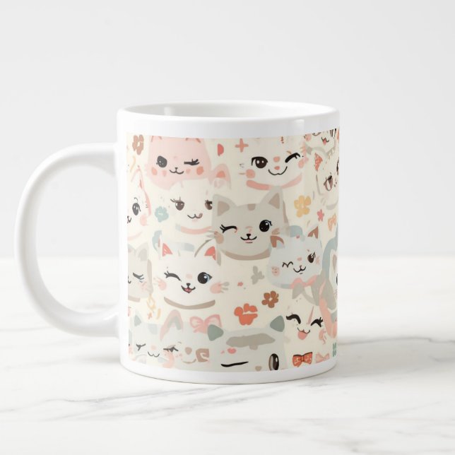 Funny Cat Meow Cartoon Pattern Jumbo-Tasse (Links)