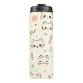 Funny Cat Meow Cartoon Pattern Thermosbecher