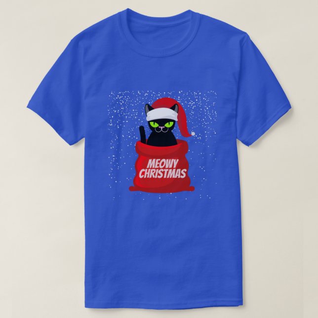 Funny Cat Meowy Christmas T-Shirt (Design vorne)