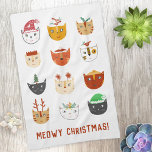 Funny Cat Meowy Weihnachten Geschirrtuch<br><div class="desc">Ein Haufen niedlicher und unterhaltsamer Katzen im Winterurlaub mit Hut und Accessoires zum Lächeln. Originelle Kunst von Nic Squirrell. Ändern Sie den Text zum Anpassen.</div>