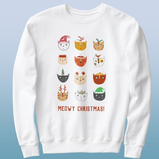 Funny Cat Meowy Weihnachten Sweatshirt (Meowy Christmas funny cat sweatshirt)