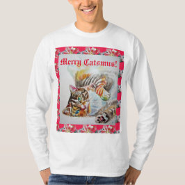 Funny Cat Meriten Katzen Weihnachten Rote Mens T S T-Shirt