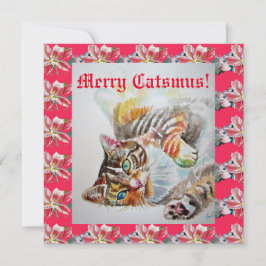 Funny Cat Merry Catsmas Katzen Weihnachtskarte Karte