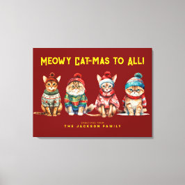 Funny Cat Merry Red Weihnachtsdekor Grüße Leinwanddruck