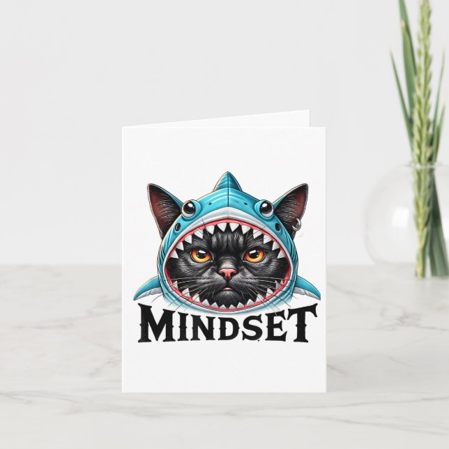 Funny Cat, Mindset Motivational Saying, Shark  Karte (Vorderseite)