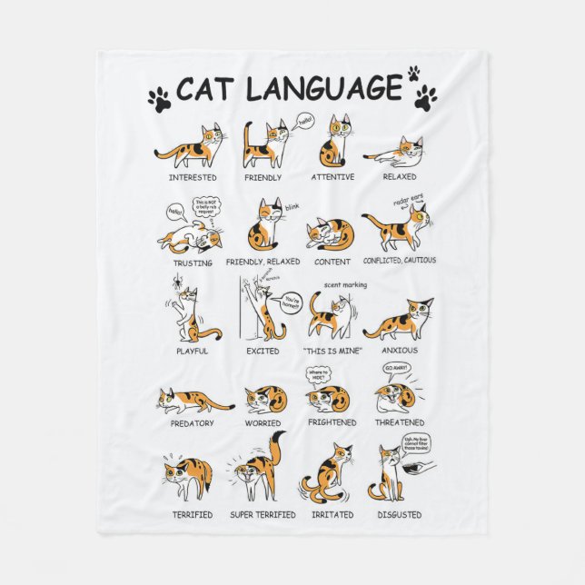 Funny Cat mit Körpersprache Liebliche Emotionen Fleecedecke (Vorderseite)