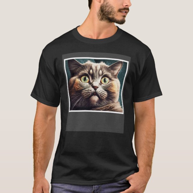 Funny Cat mit pufffarbenem Gesicht, Cat Lover Pull T-Shirt (Vorderseite)