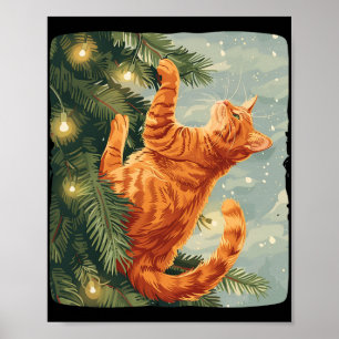 Funny Cat mit Weihnachtsbäumen zum Klettern Katzen Poster