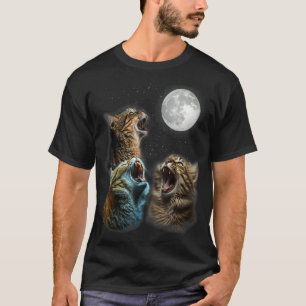Funny Cat Moon Drei Katzen Meowingeln auf dem Mond T-Shirt