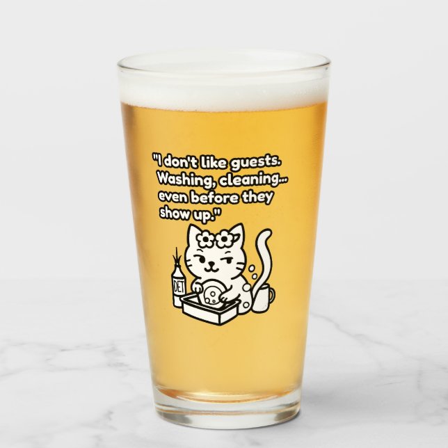 Funny Cat Mug – Introvert Humor Quote Glas (Vorne (Gefüllt))