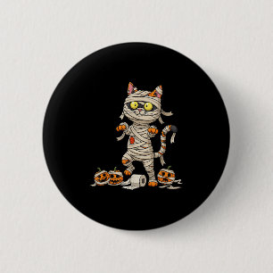 Funny Cat Mummy Pumpkin Halloween Kids Mens Frauen Button