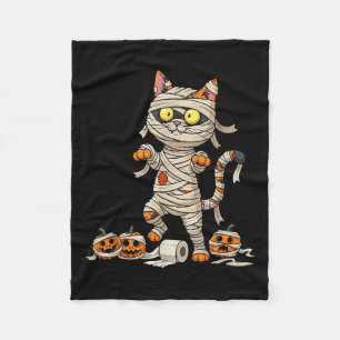 Funny Cat Mummy Pumpkin Halloween Kids Mens Frauen Fleecedecke