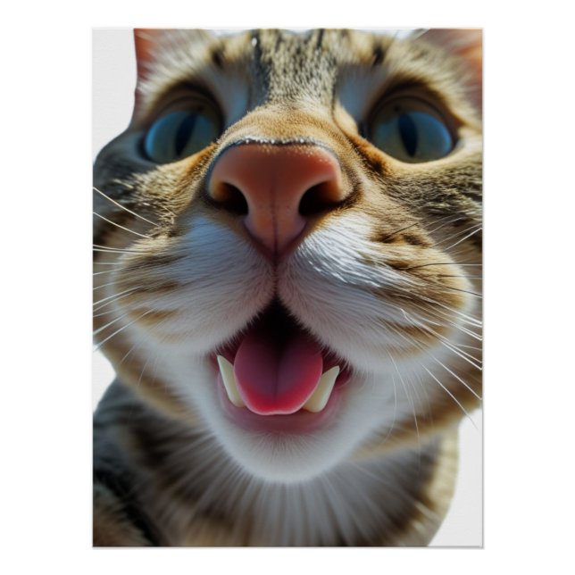 Funny Cat Nah-Up | Goofy Niedlich Chat Art Poster (Vorderseite)