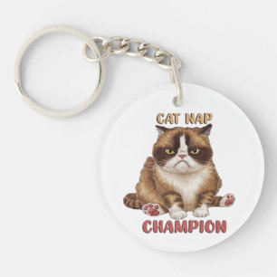 Funny Cat Nickerchen Champion Schlüsselanhänger