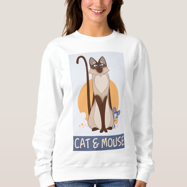 Funny Cat & Niedlich Mouse Sneaking Einige Käse Sweatshirt (Vorderseite)