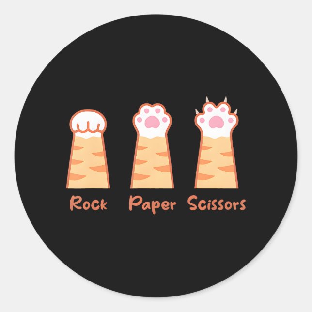 Funny Cat Niedlich Rock Paper Schere Katzenpaws Runder Aufkleber (Vorderseite)