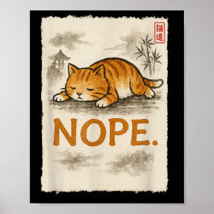 Funny Cat Nope Lazy Orange Kitten Lady Lovers Sumi Poster
