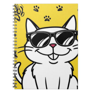 Funny Cat Notebook Cartoon Katze mit Sonnenbrille Notizblock