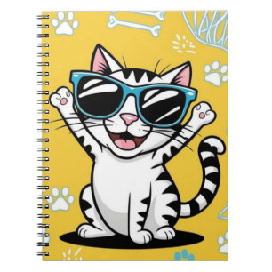 Funny Cat Notebook Cartoon Katze mit Sonnenbrille Notizblock