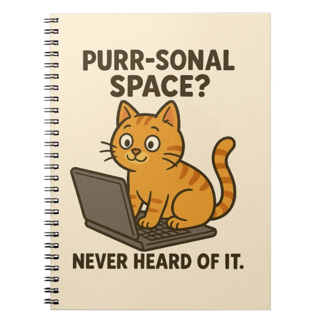 Funny Cat Notebook - "Purr-Sonal Space?" Notizblock (Vorderseite)