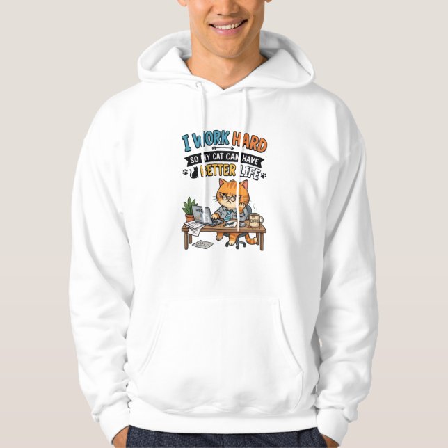 Funny Cat Office Worker Hoodie (Vorderseite)