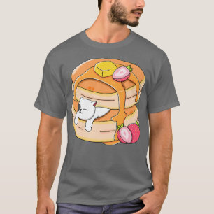 Funny Cat Pancake Kawaii Strawberry Frühstück Anim T-Shirt