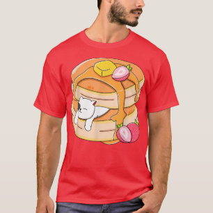 Funny Cat Pancake Kawaii Strawberry Frühstück Anim T-Shirt