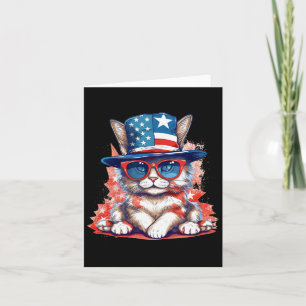 Funny Cat Patriotic Usa Flag American 4. Juli Karte