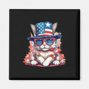 Funny Cat Patriotic Usa Flag American 4. Juli Magnet
