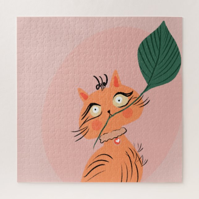 Funny Cat Pflanze Leaf Cartoon (Vertikal)