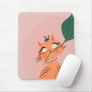 Funny Cat Pflanze Leaf Cartoon Mousepad